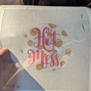 Pink and Gold 'Hot Mess' Needlepoint Canvas